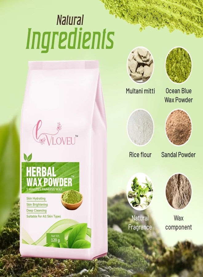 VLOVEU - Herbal Wax Powder for Hair Removal - 120g | 5 Minutes Painless Facial Hair Removal Powder for Women | Natural Face Hair Remover, Bikini, Legs, And Underarms Wax Powder - Pack of 1 - Image 4